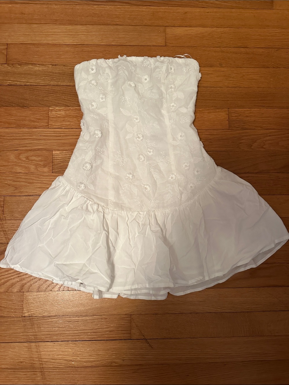 Princess Polly White Embroidered Strapless Dress